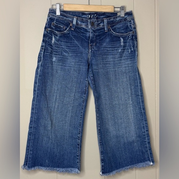 575 Low Rise Distressed Wide Leg Natural Hem Crop Jeans Womens 28/6 - Picture 1 of 10